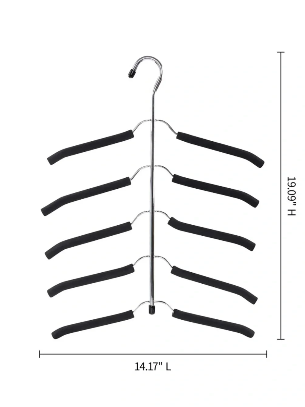 5-Tier Space Saving Closet Hanger Organizer Non-Slip Foam Black